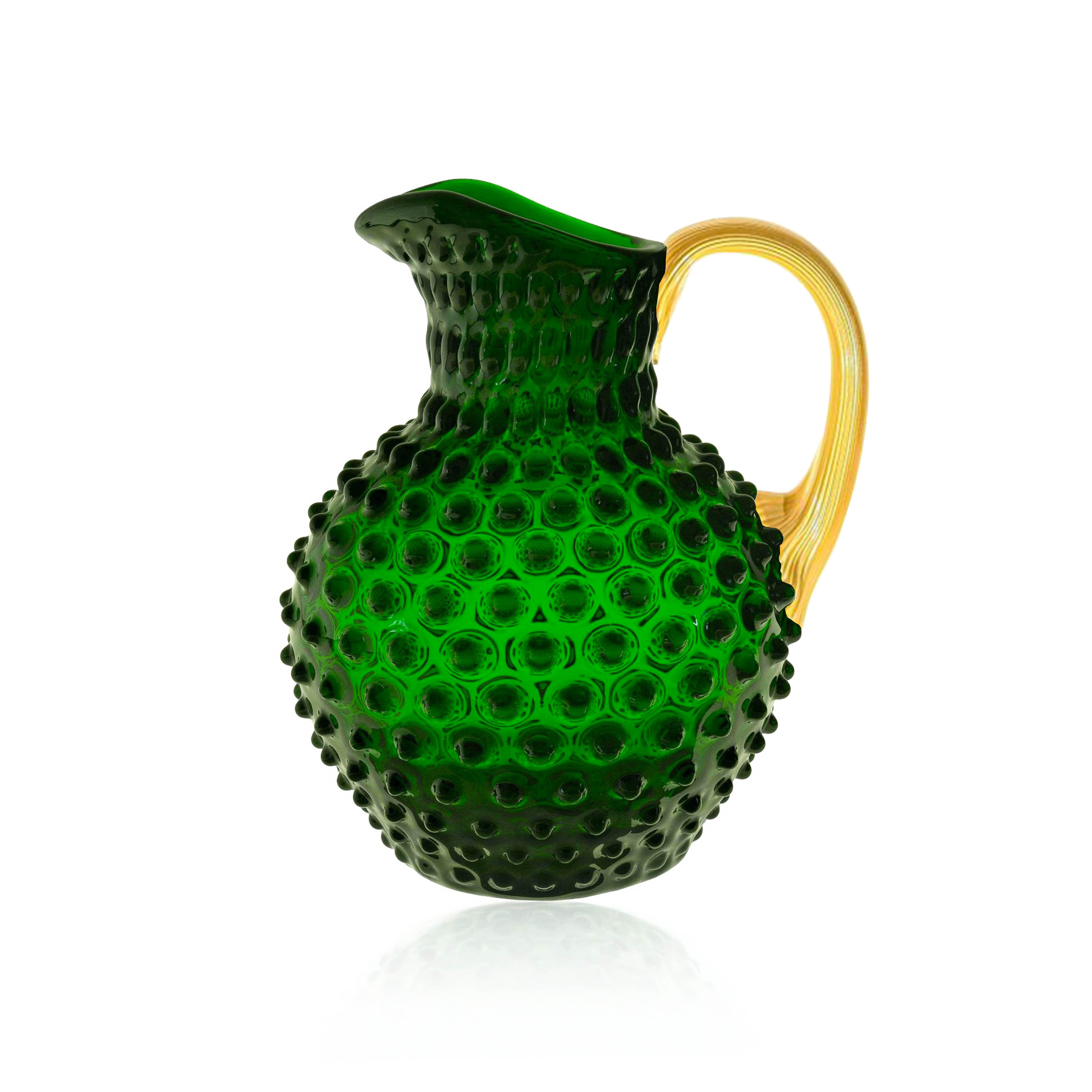 Klimchi Dark Green Hobnail Jug with Shiny Gold Handle 2L