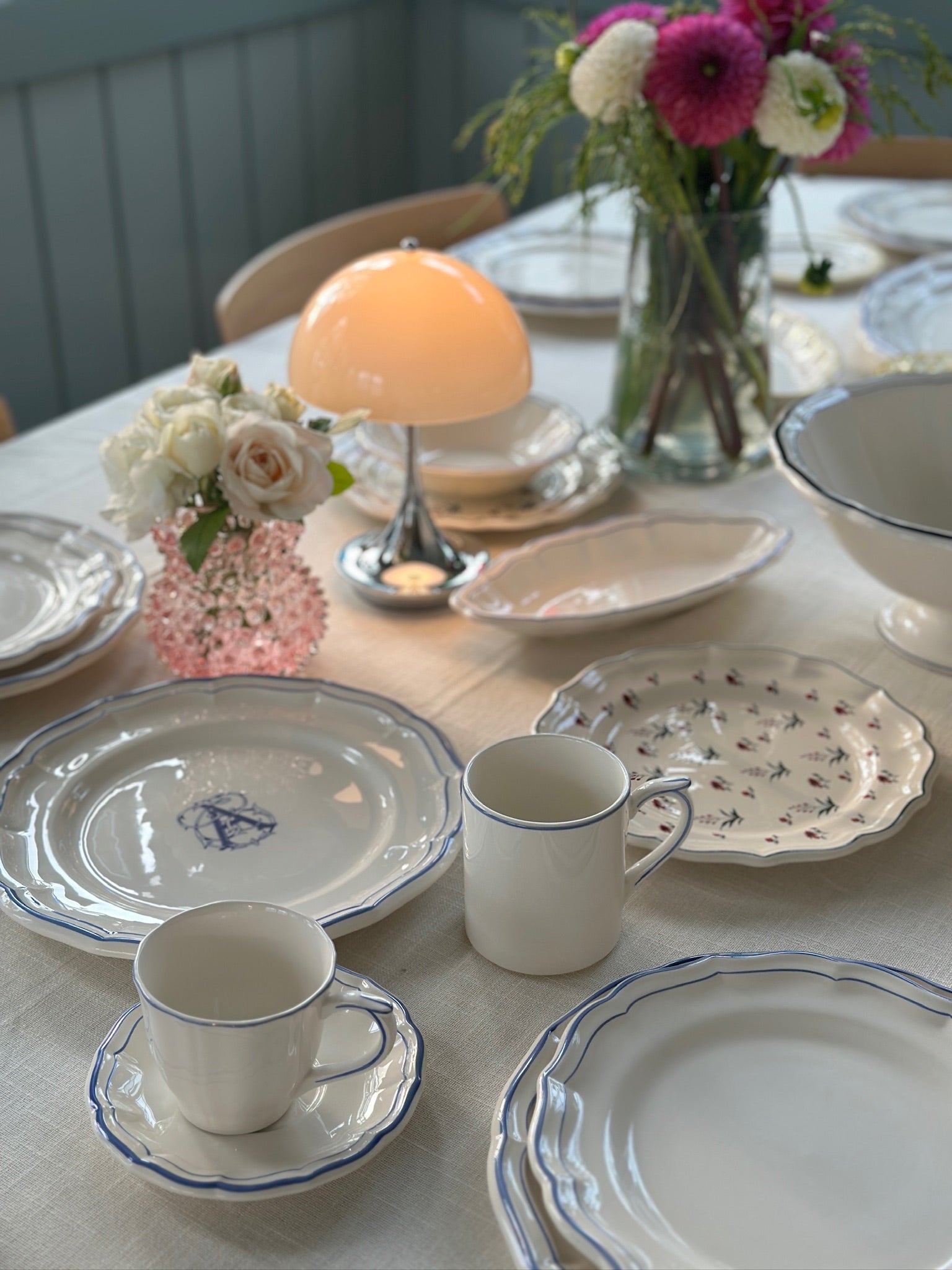 Gien Filets Bleu Dinner Plates Set of 4